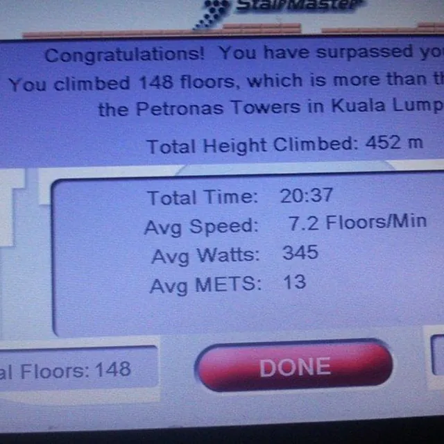 Stairmaster LCD-skjerm med info om treningsøkten